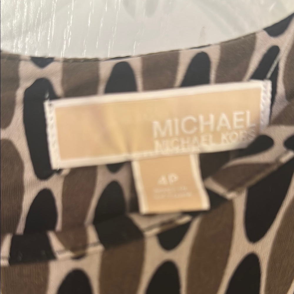 Michael Kors Elegant Black, olive green and taupe Patterned Dress size 4P - Picture 5 of 12